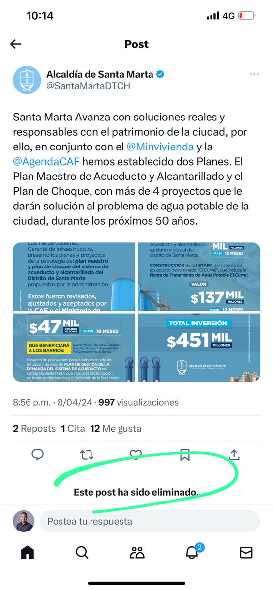 Anda viste tu, la alcaldía del ilegitimo <a href="/CarlosPinedoC/">Carlos Pinedo Cuello</a> como de costumbre mintiendole a la gente, hasta la ministra <a href="/CATALINAVELASCO/">Catalina Velasco Campuzano, Ph.D.</a> los deja en evidencia, vamos a esperar que los periodistas contratados para alabar al ilegitimo saquen sus acostumbrados post bastante "neutros"