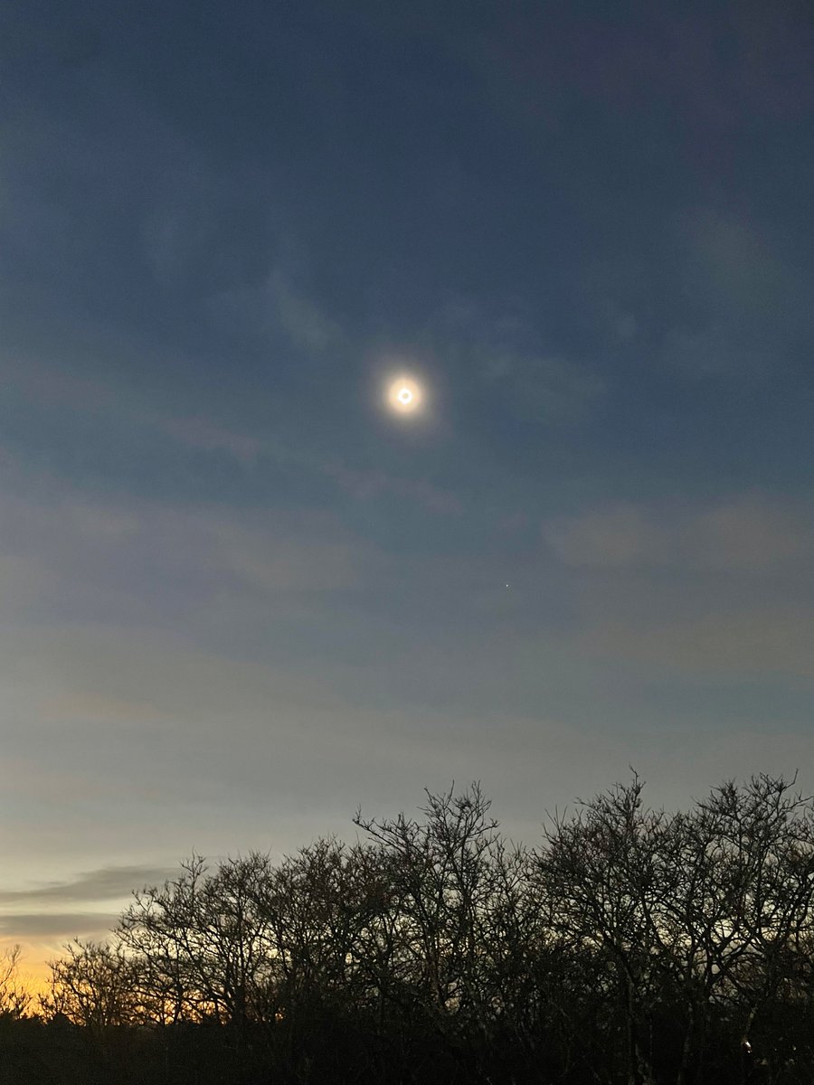 Today was incredible! I’m so grateful I got to experience totality. Then to go report on people’s amazement and celebrations afterwards was the cherry on top. Here’s a bad photo I took of it 🌝
