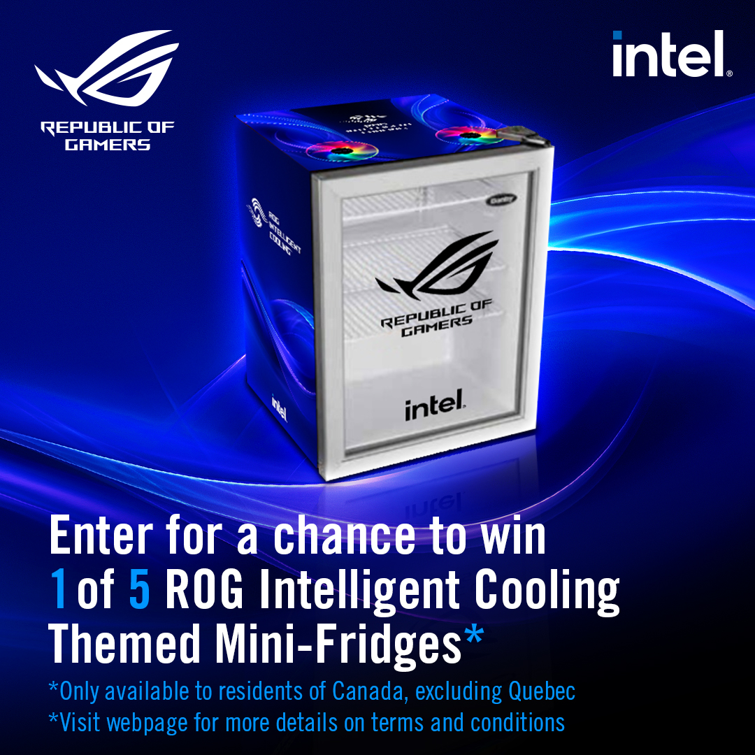 ❄ Icy-cool giveaway ❄ You can enter for a chance to win [1 of 5] ROG Intelligent Cooling x Intel themed mini fridges! Entries are open until April 15th. 📆 ⬇️Enter Here⬇️ ca.rog.gg/FridgeGiveaway Giveaway open to residents of Canada only, excluding Quebec. T&C apply.