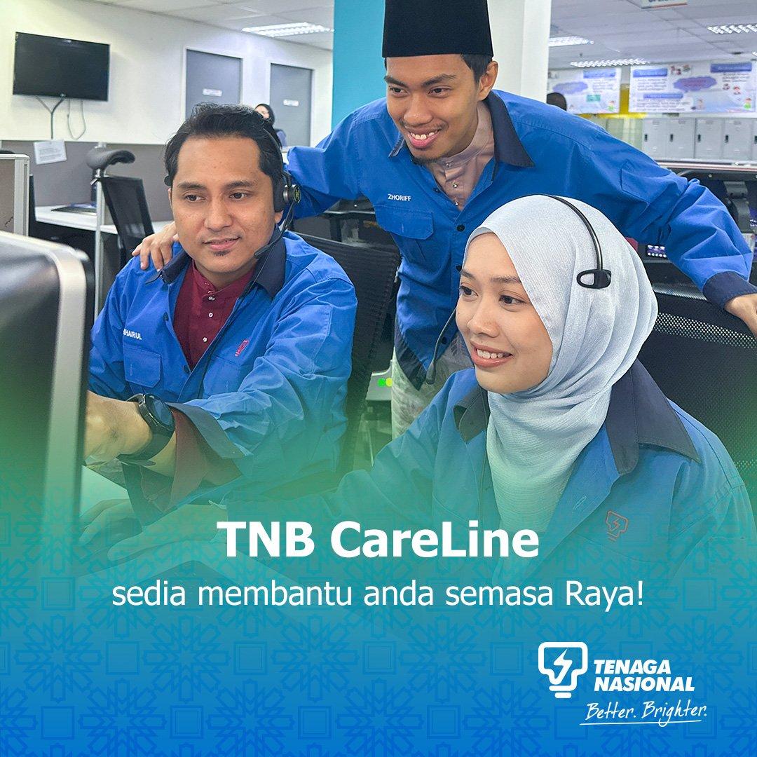 Tenaga_Nasional's tweet photo. Geng kerja masa Raya hadir! 🙋🥲

Sekiranya anda mengalami masalah gangguan elektrik masa Raya nanti, hubungi pasukan CareLine kami di talian 15454, Facebook TNB Careline atau X @Tenaga_Nasional 📞

Selamat Hari Raya semua! 🕌

#TNB #SelamatHariRaya https://t.co/JxiwV3ORud