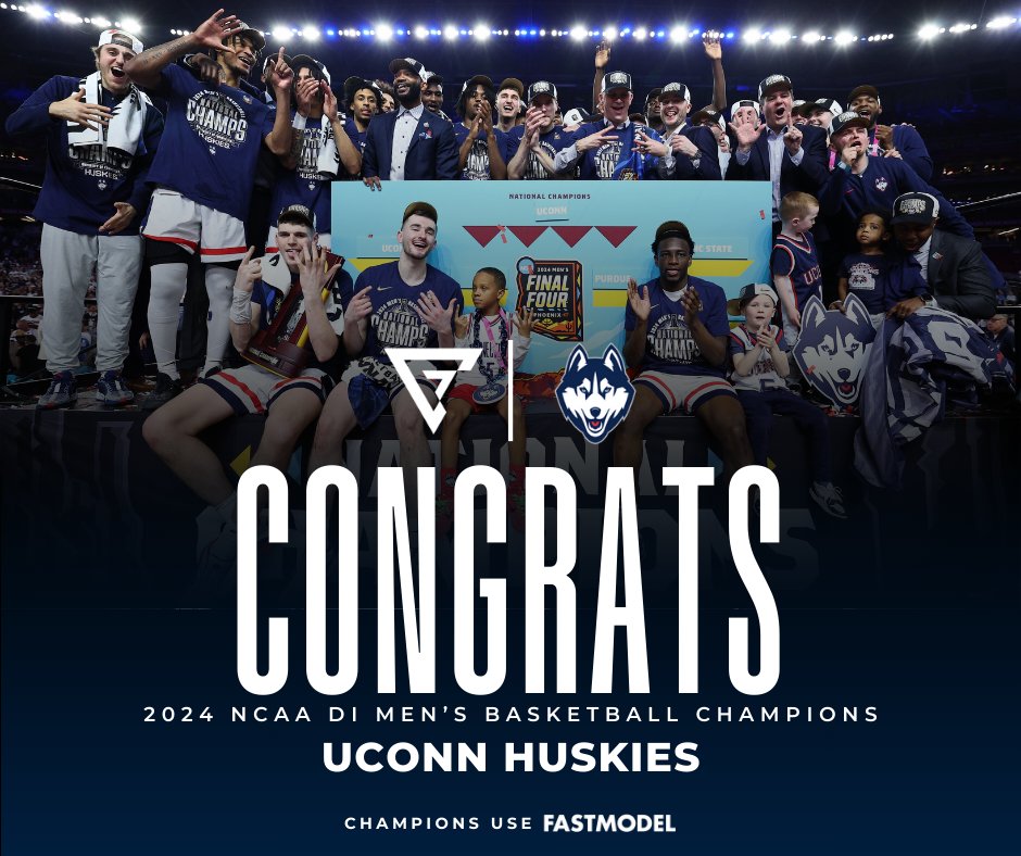 FMS_Software's tweet image. Back to Back champs! 🏆💍

Huge congrats to @UConnMBB on securing the NCAA DI Men&apos;s Basketball Championship title once again!

#ChampionsUseFastModel #MFinalFour