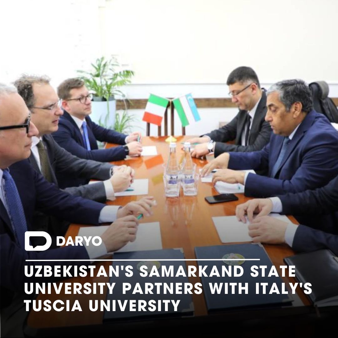 🇺🇿#Uzbekistan's Samarkand State University partners with 🇮🇹#Italy's Tuscia University to #enhance academic collaboration🤝  

The #memorandum of #cooperation was formalized during a visit by a #delegation led by Stefano Ubertini, the Rector of Tuscia University, to #Samarkand