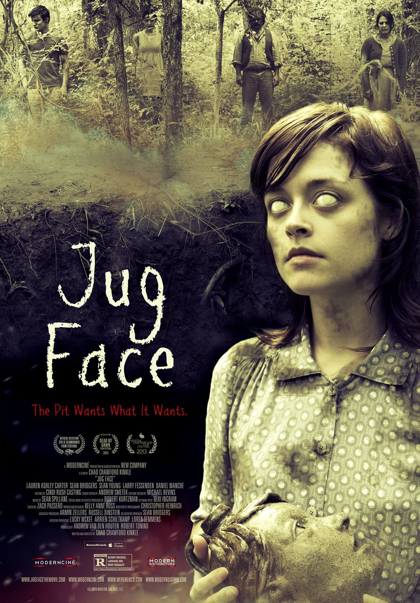 DrWalkingDead's tweet photo. I LOVED the “mixtape” episode of No Bodies Horror Podcast, and I grabbed a couple of recommended “deep cut” films. First: #JugFace. You know—just another typical cult-in-the-woods-worship-a-hole-in-the-ground #horror film. But with jugs. Jugs with faces. Natch. https://t.co/NV6Cqa6RB4