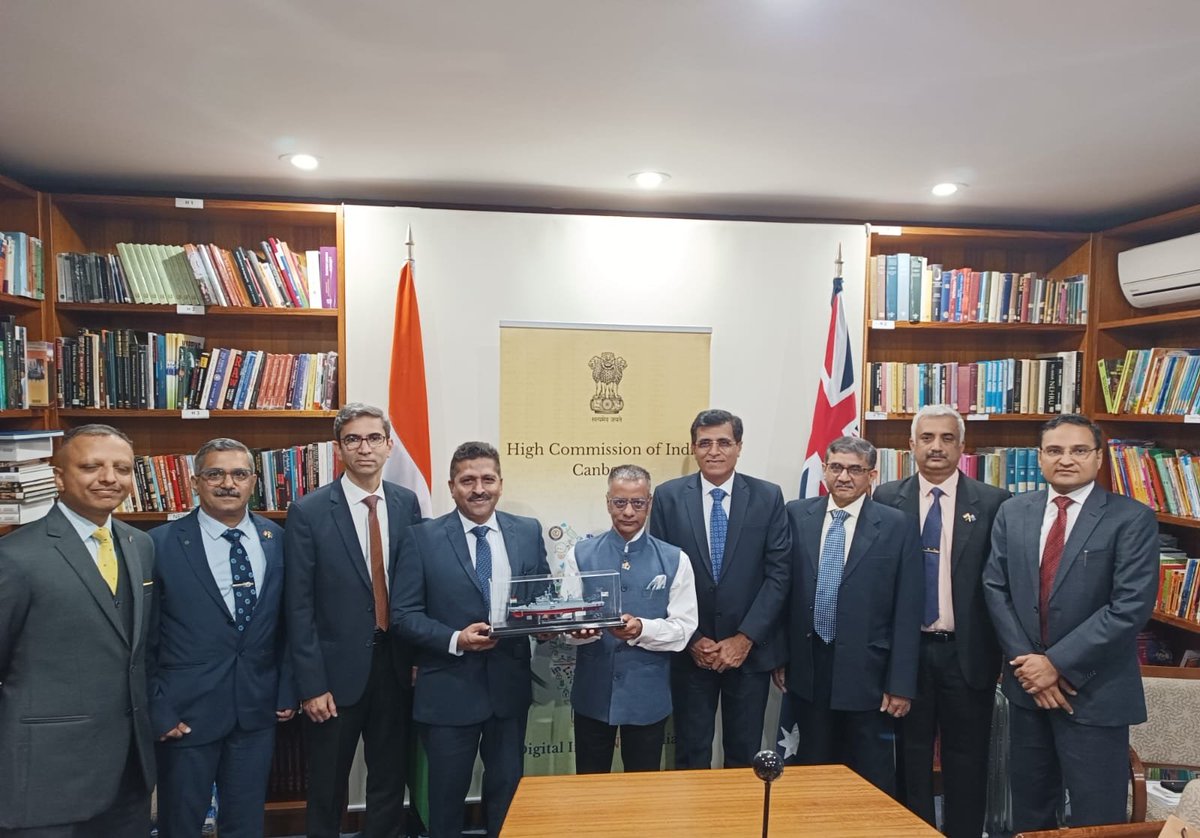 High Commissioner received a composite delegation of key Indian shipbuilders, including @OfficialGRSE @MazgonDockLtd, @goashipyardltd & Hindustan Shipyard Ltd. Discussions focussed on 🇮🇳 shipbuilding capabilities and leveraging 🇮🇳 - 🇦🇺 strengths in this industry.