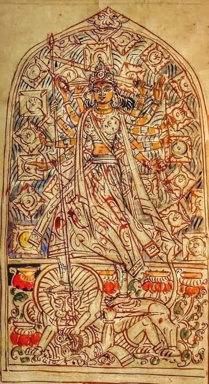 गतिस्त्वं गतिस्त्वं त्वमेका भवानि You are the way, the only way, Oh Mother Bhavani May mother goddess keeps you all healthy and pave your ways 🌺🌿 #DurgaPuja #NAVRATRI Painting: Nandlal Bose