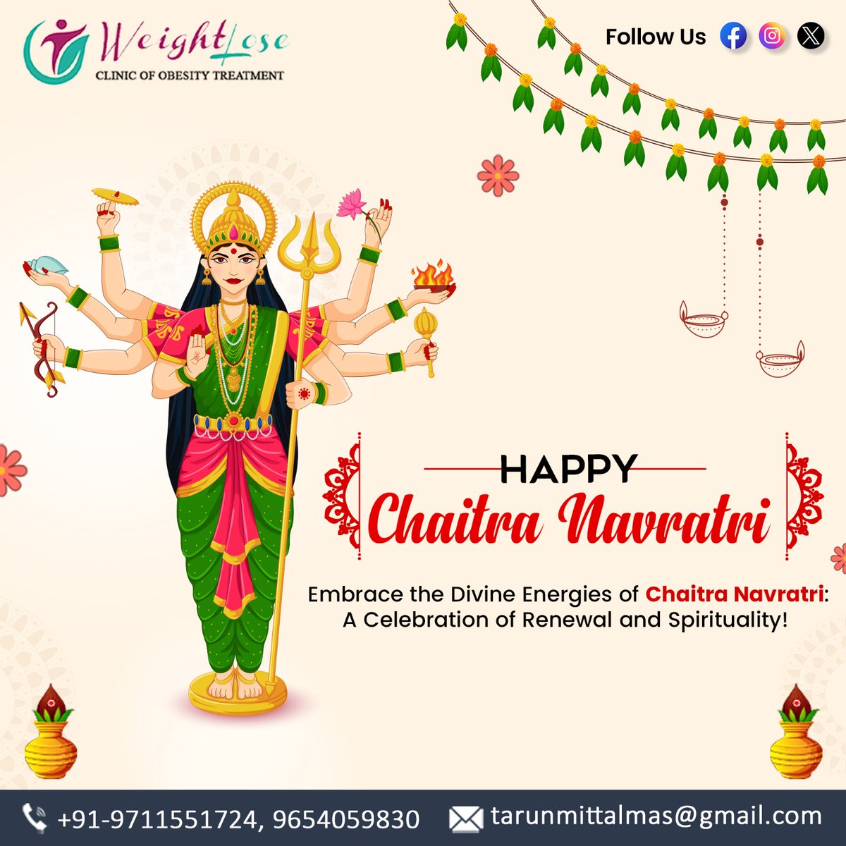 Join us in embracing the divine energies of Chaitra Navratri🌸🙏🏻! Let this auspicious occasion be a celebration of renewal and spirituality as we embark on a journey towards holistic well-being✨. May this Navratri inspire us to nourish our bodies, minds, and souls.