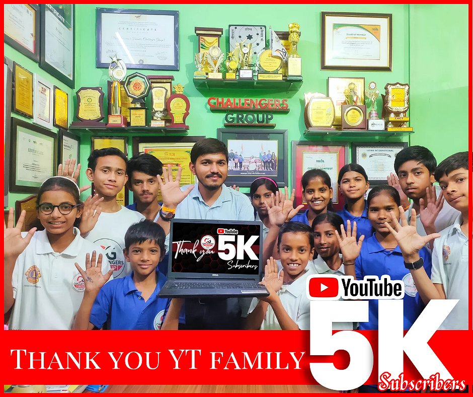 Yippee!!! Our YouTube family has reached a milestone of 5000 #Subscribers! We are immensely grateful to each and every one of you for your support. Thank you for being a part of our journey and helping us grow. 💐🙌✨
#5k #ytfamily #youtubesubscribers #ChallengersGroup