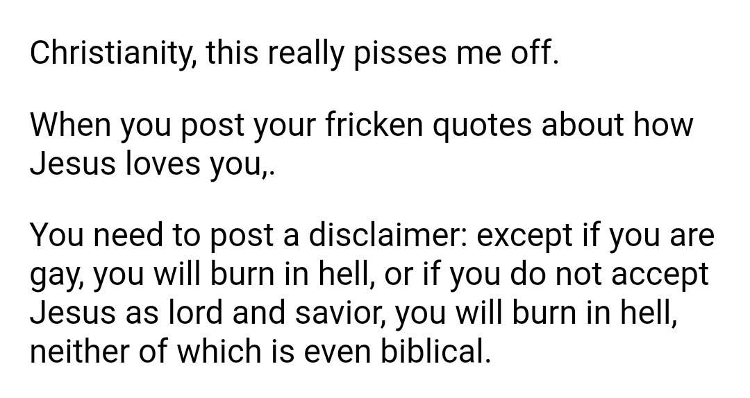 SilverSchells's tweet photo. #wtf is wrong with people. #StfuAlready  your fricken God and Jesus love some not all. https://t.co/byoUhLVSOG