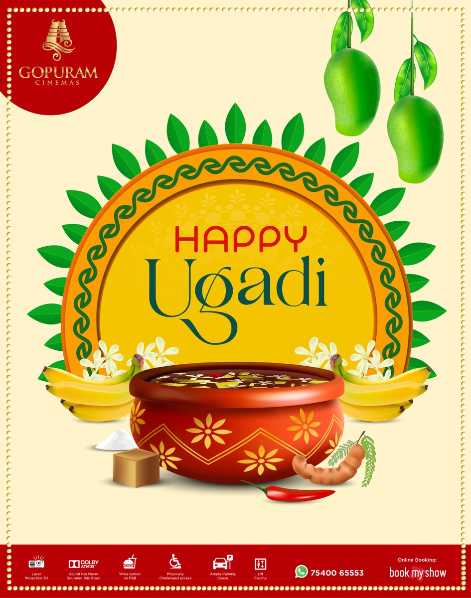 Andariki #Ugadi Subhakankshalu🙏🏼 May this Ugadi bring you joy, prosperity, and success! Wishing you and your loved ones a blessed and vibrant new year filled with happiness and fulfilment. #GopuramCinemas #HappyUgadi #UgadiSubhakankshalu