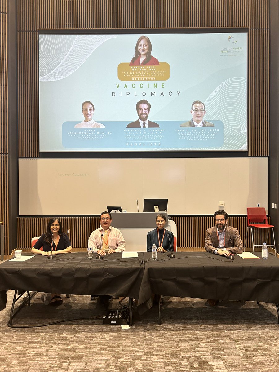 Excellent conference by the Houston Global Health Collaborative @TMCGlobalHealth! Enjoyed being moderator/panelist for the vaccine diplomacy panel w/@LakshmananRekha and @NickDiamond5 #vaccinequity continues to be needed around the world. @_abbaskarim @LoleMac #HGHC2024