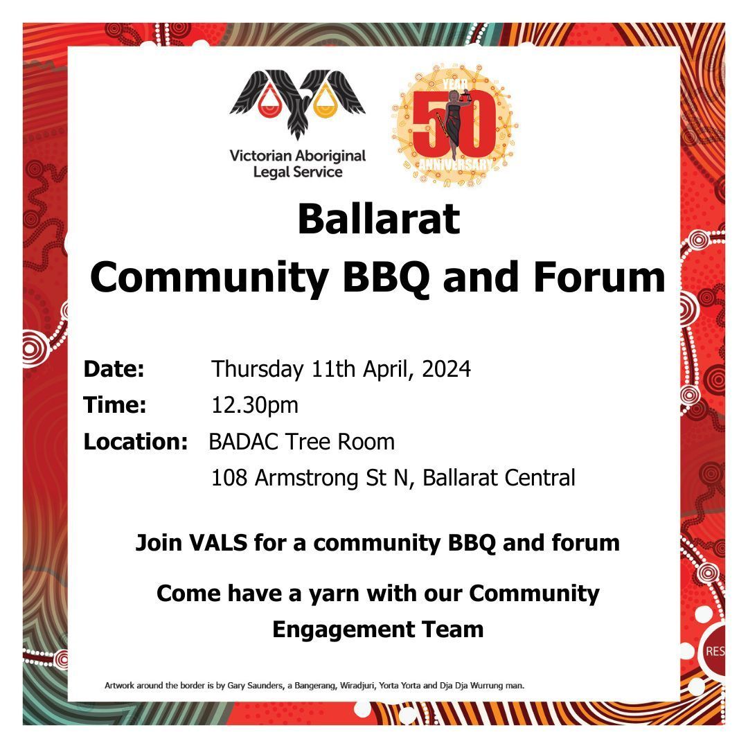The VALS Policy team will be in Ballarat this Thursday, if you have any questions or need legal assistance please come and have a chat with our team. See you there!