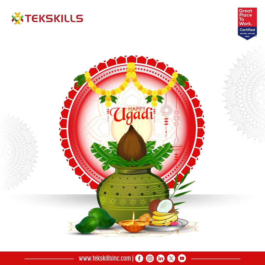 Happy Ugadi from Tekskills! 

Wishing everyone a joyous and prosperous celebration filled with new beginnings and happiness! Let's welcome this auspicious occasion with positivity and enthusiasm.
 
#HappyUgadi #NewBeginnings #Prosperity #Tekskills #TekskillsInc
