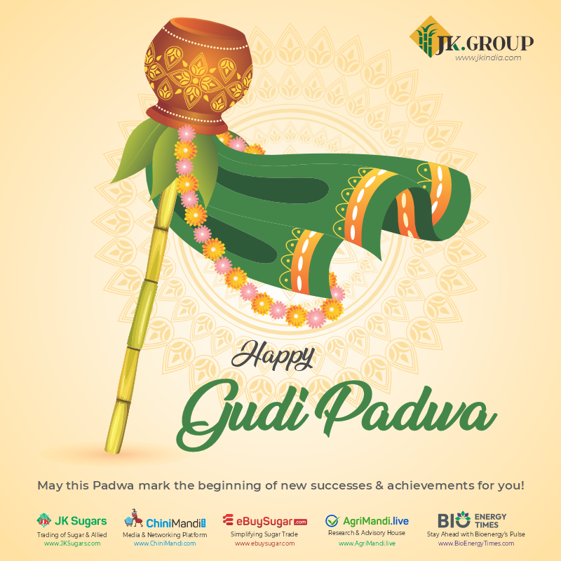 May the auspicious occasion of Gudi Padwa mark the beginning of a journey filled with sustainable growth, prosperity, and sweetness. Wishing you a Happy Gudi Padwa from JK Group! 🌿🌟 #JKGroupWishes #gudipadwa #sustainablegrowth #prosperity #sweetbeginnings