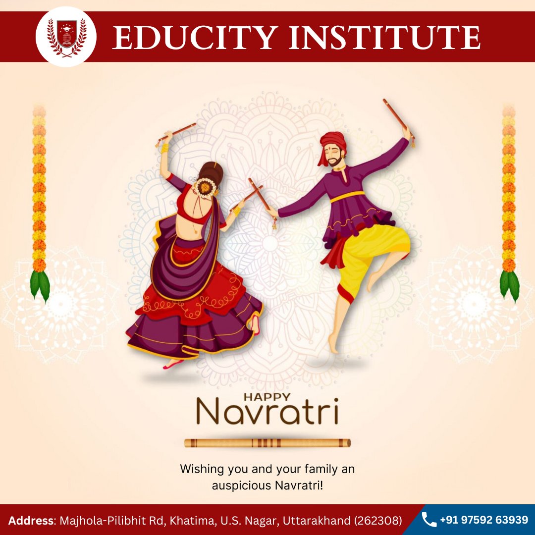 May the divine blessings of Goddess Durga Guide us towards the right path and bless us with peace and prosperity.
Happy Navratri!

#happynavratri #navratri #goddess #devidurga #durga #educityinstitute #khatima