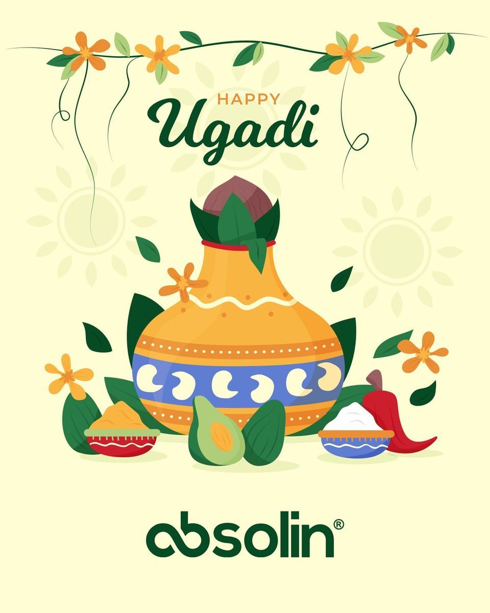 🌿🎉 May the vibrant colours of Ugadi fill your life with joy, prosperity, and new beginnings! Wishing everyone a blessed Ugadi filled with love, laughter, and endless moments of happiness. Happy Ugadi 2024!  

🌺🌟 #Ugadi #NewBeginnings #FestiveSeason #Ugadi #Absolin