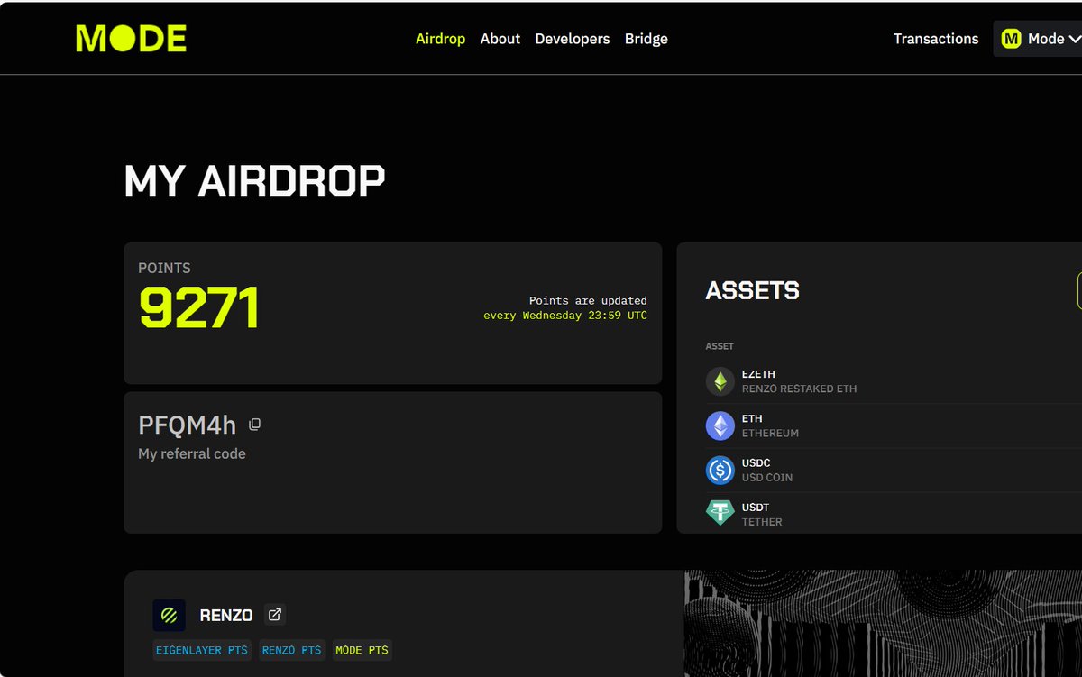 #ETH #Airdrop #airdrop #空投 #空投教程 #NFT #BTC #NFTdrop #AirdropCrypto #NFTs ModeNetwork will conduct a major Airdrop in April. Grab the chance to win $20000 with a $100 budget. Sign up with my referral link or code to earn an additional 16% more points ref.mode.network/PFQM4