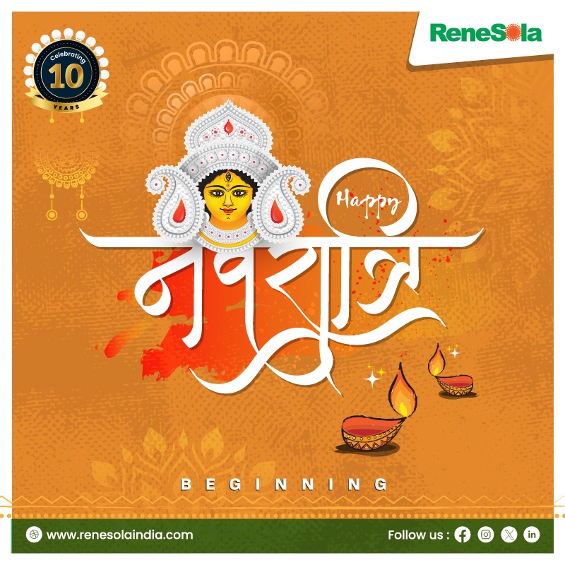 Happy Navratri! Let the victory chants of Maa Durga's nine forms resonate! Let's dance to the tunes of Garba, decorate the puja thali, and seek Maa's blessings. May this Navratri be filled with immense happiness and success for you! #HappyNavratri #DurgaPuja #Renesola