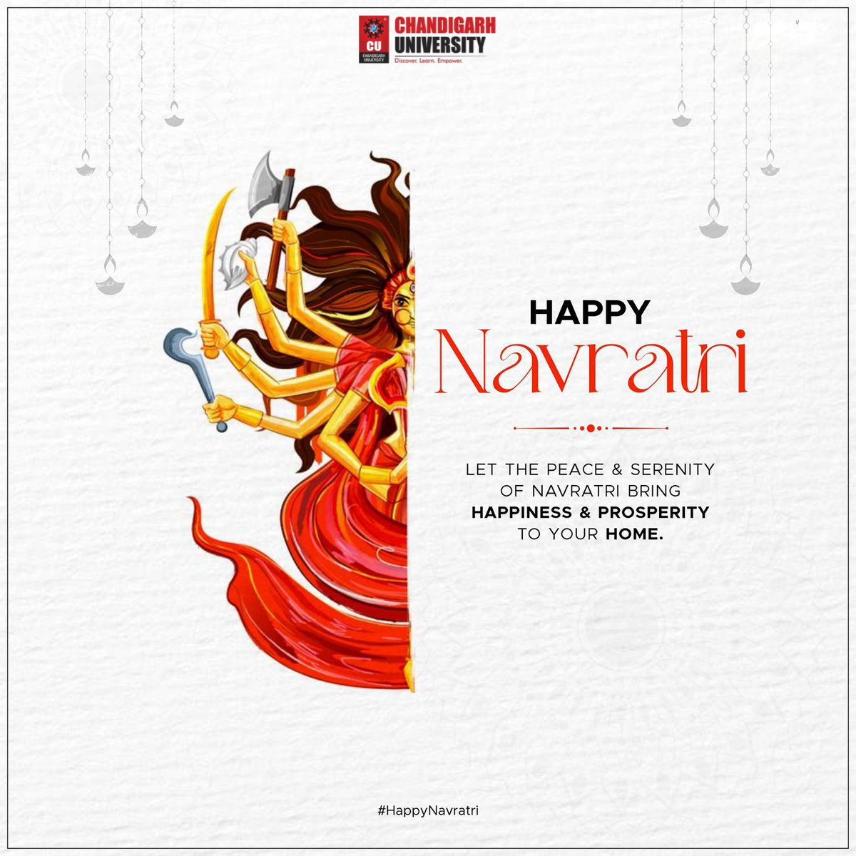#ChandigarhUniversity extends heartfelt wishes for #Chaitra Navratri!

As we celebrate the divine feminine energy during these auspicious nine days, let's also embrace the strength, wisdom, and grace within each of us. May Maa Durga's blessings fill your life with courage to…