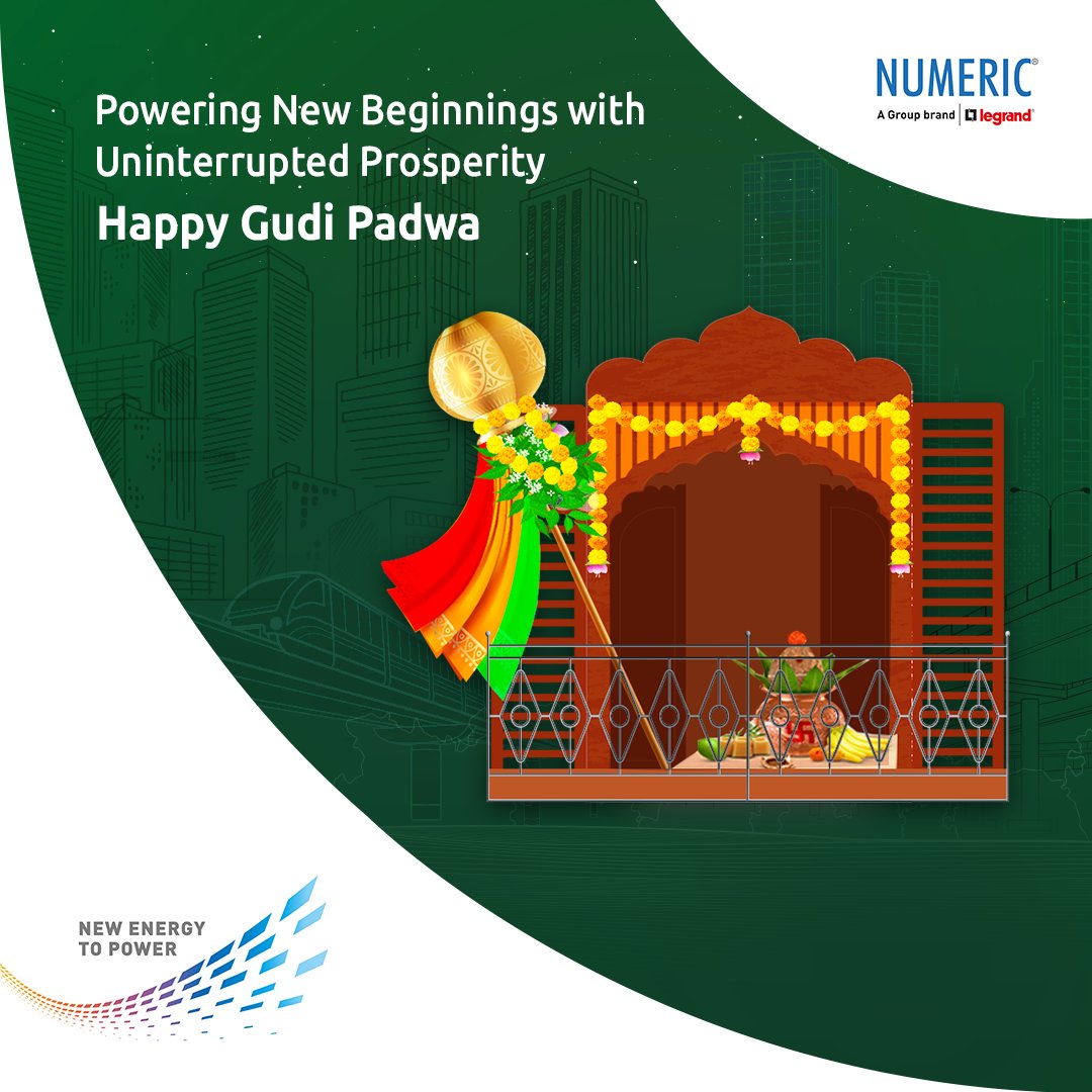 Let's power up for a prosperous journey ahead! ✨ 
Team Numeric wishes you and your family, a very happy #GudiPadwa with a promise of uninterrupted success and happiness. Here's to new beginnings filled with endless joy and boundless energy! 🌸 

#NumericUPS #NewEnergyToPower