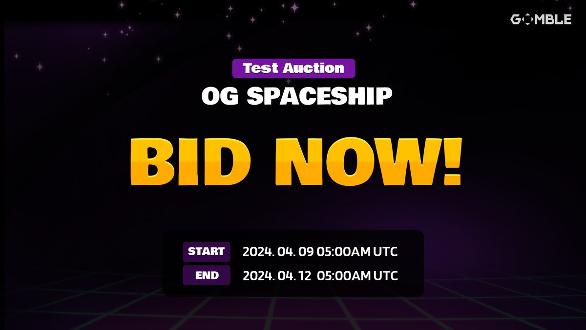 Test Auction is going live!

Bid to win!
If you win - you win a special Test Auction Winner NFT badge.
For all participants, more bids – better rewards.

Bid here 👉 auction.gomble.io