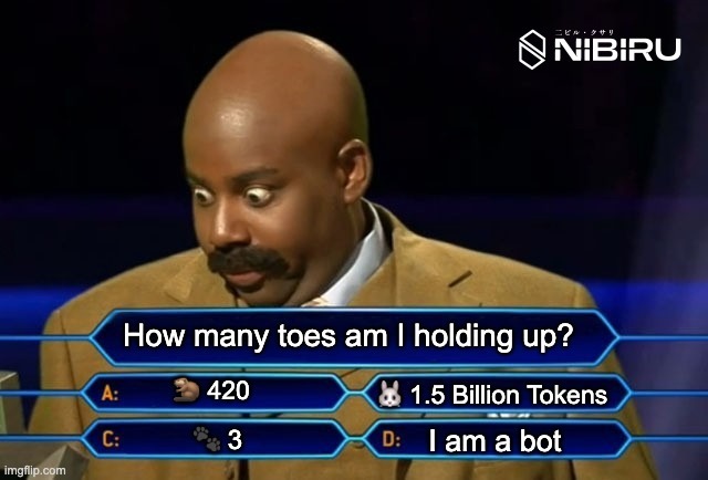 You are a bot if you fail this test 😈

Q: How many toes am I holding up?