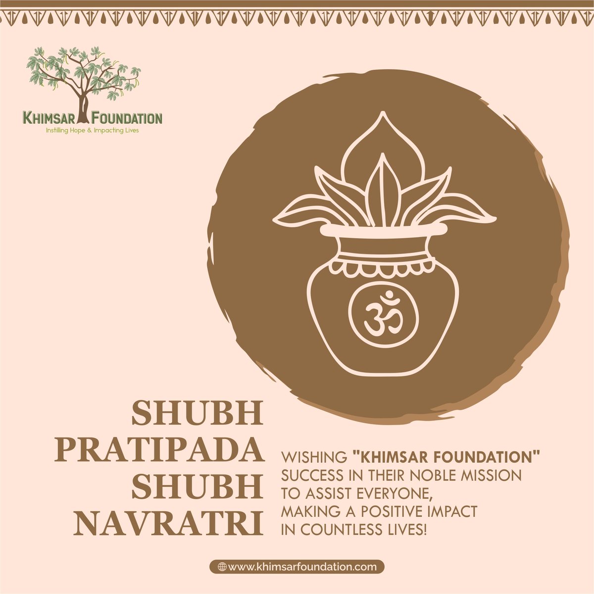 Warm wishes from Khimsar Foundation on Navratri Shubh Pratipada! May our initiative to bring countless smiles to countless people lead them towards better lives.

#Navratri #KhimsarFoundation #CountlessSmiles #BetterLives #InitiativeForChange
