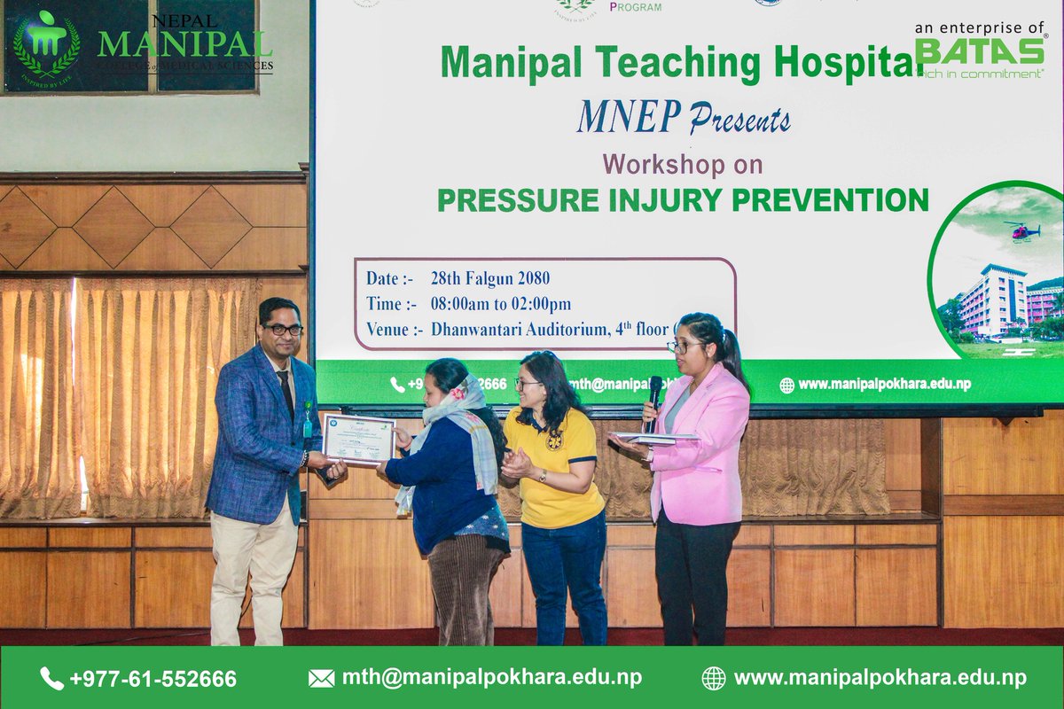 Workshop on Pressure Injury Prevention at Manipal Teaching Hospital Collaboration with Critical Care Nurses Association of Nepal (CCNAN)
#Training #ManipalTeachingHospital #PokharaManipalTeachingHospital #ManipalPokhara #Manipal #PokharaManipal #BATASorganization #BATASnepal