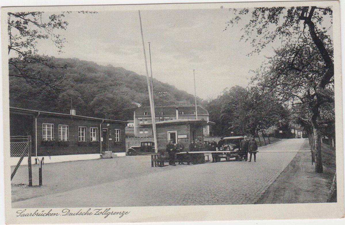 Border between the Territory of the Saar Basin (occupied and governed by the United Kingdom and France under a League of Nations mandate, 1920-1935) and Germany. 📸: Early 1930s. #Saarbrücken #Saar #Border #Riigipiir #Confine #国境 #边界 #Grenze #Frontière #Кордон #Perbatasan