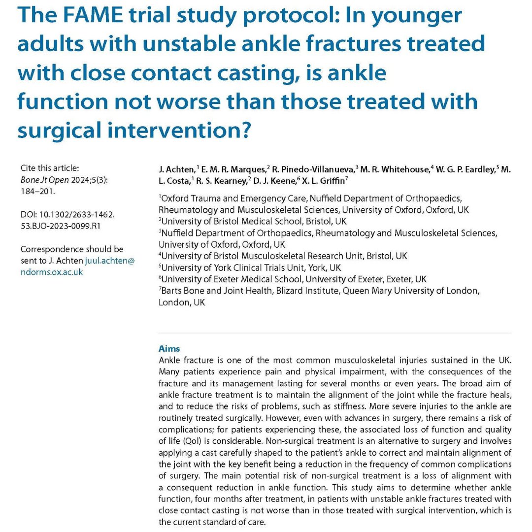 Stable ankle fractures can be treated with a plaster; surgical dogma suggests that unstable ankle fractures require surgery. #BJO #Ankle #Fracture #OrthoTwitter @JuulAchten @Wheres_elsa @Williameardley @xlgriffin ow.ly/hI5R50R49Eo