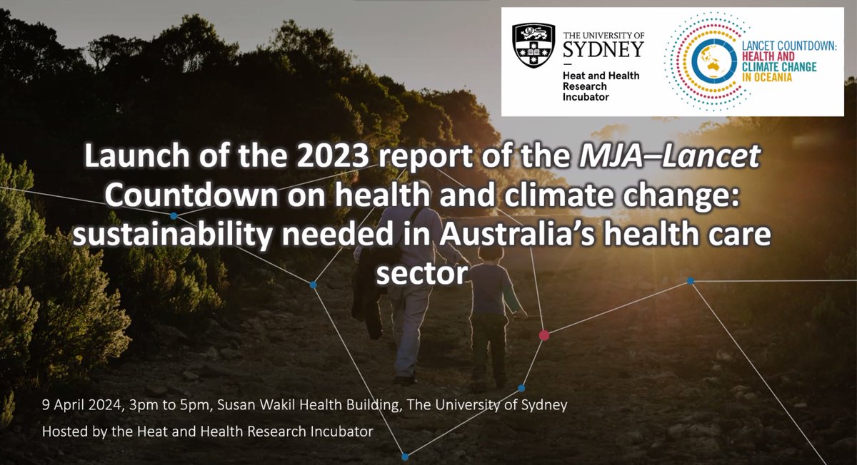 Martina Linnenluecke (@mlinnenluecke) on Twitter photo Very exited to be attending the launch of our <a href="/LancetCountdown/">The Lancet Countdown on Health and Climate Change</a> Oceania report today! "The urgency of substantial enhancements in Australia’s mitigation and adaptation responses to the enormous health and #climatechange challenge cannot be overstated."
mja.com.au/journal/2024/2… Very exited to be attending the launch of our <a href="/LancetCountdown/">The Lancet Countdown on Health and Climate Change</a> Oceania report today! "The urgency of substantial enhancements in Australia’s mitigation and adaptation responses to the enormous health and #climatechange challenge cannot be overstated."
mja.com.au/journal/2024/2…