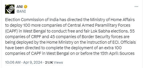 M/s @ECISVEEP @AmitShah What is this obsession of sending more forces in #WestBengal? Have you not learnt anything from violence in 3 elections (LS-2019, VS-2021, Panchayat)?😳

Why don't you impose #PresidentRule for 3 months in the state and keep all biased officers/cops away?