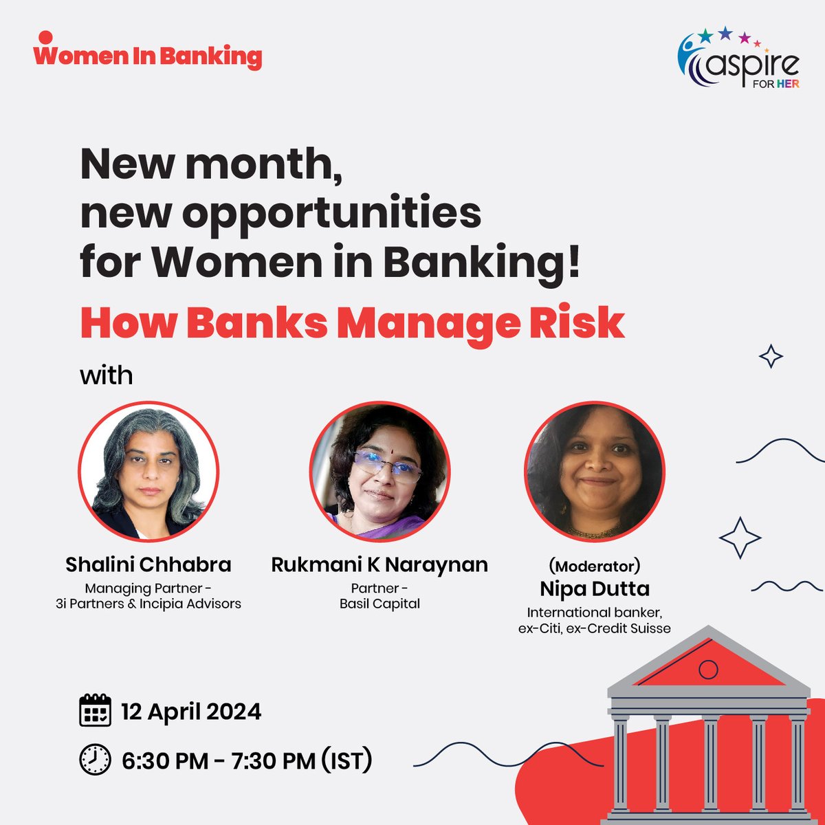 Do you know what kinds of risks banks have to manage, what frameworks help them do it & how it affects us? Join Shalini Chhabra, Rukmani K Naraynan & Nipa Dutta to learn about regulatory compliance, risk control & open jobs & get certificates! Join us: zoom.us/webinar/regist…