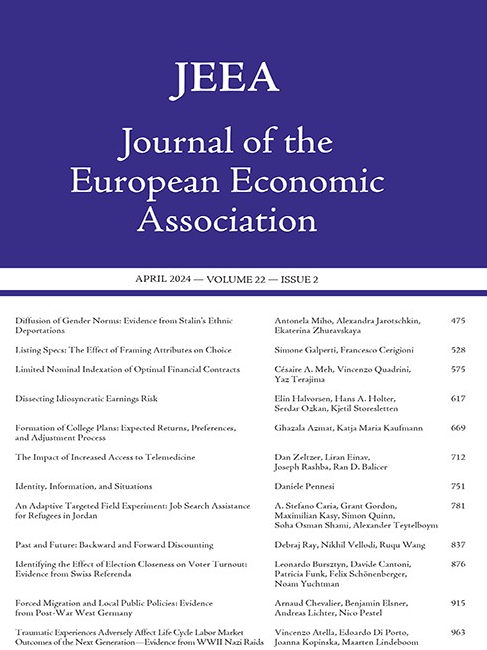 JEEA_News's tweet photo. February 2024 issue (22,2) of @JEEA_News Journal of @EEANews available online @OUPEconomics
Check it out at https://t.co/ClS8d0lwlx https://t.co/ZaHXN5ZGHm