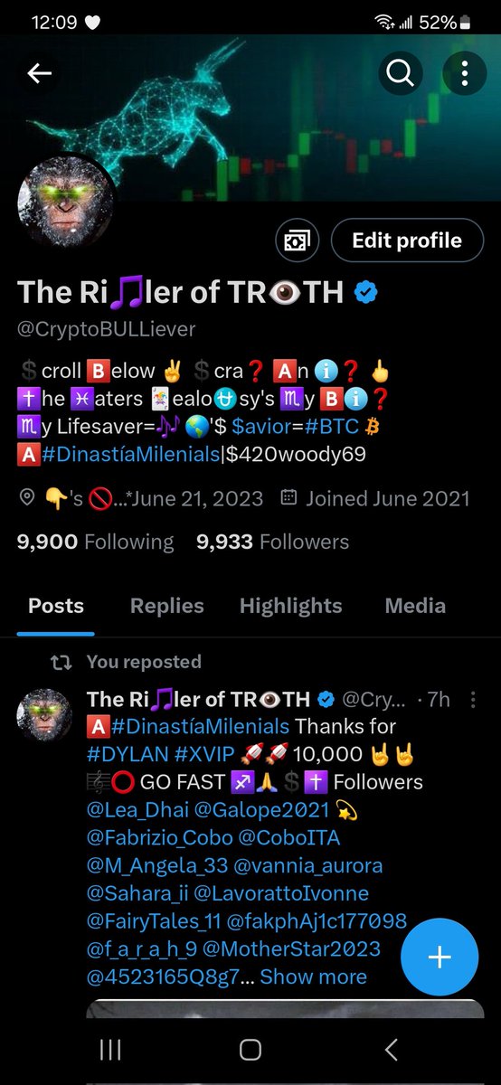 Back below 10,000...👻👻👻👻👻
✅️ out the lit up numbers in Pic 1
21🔃37❤️...3, 7, 21...BULLIEVE 🚀
See y'all in the morning...☮️✌️☮️