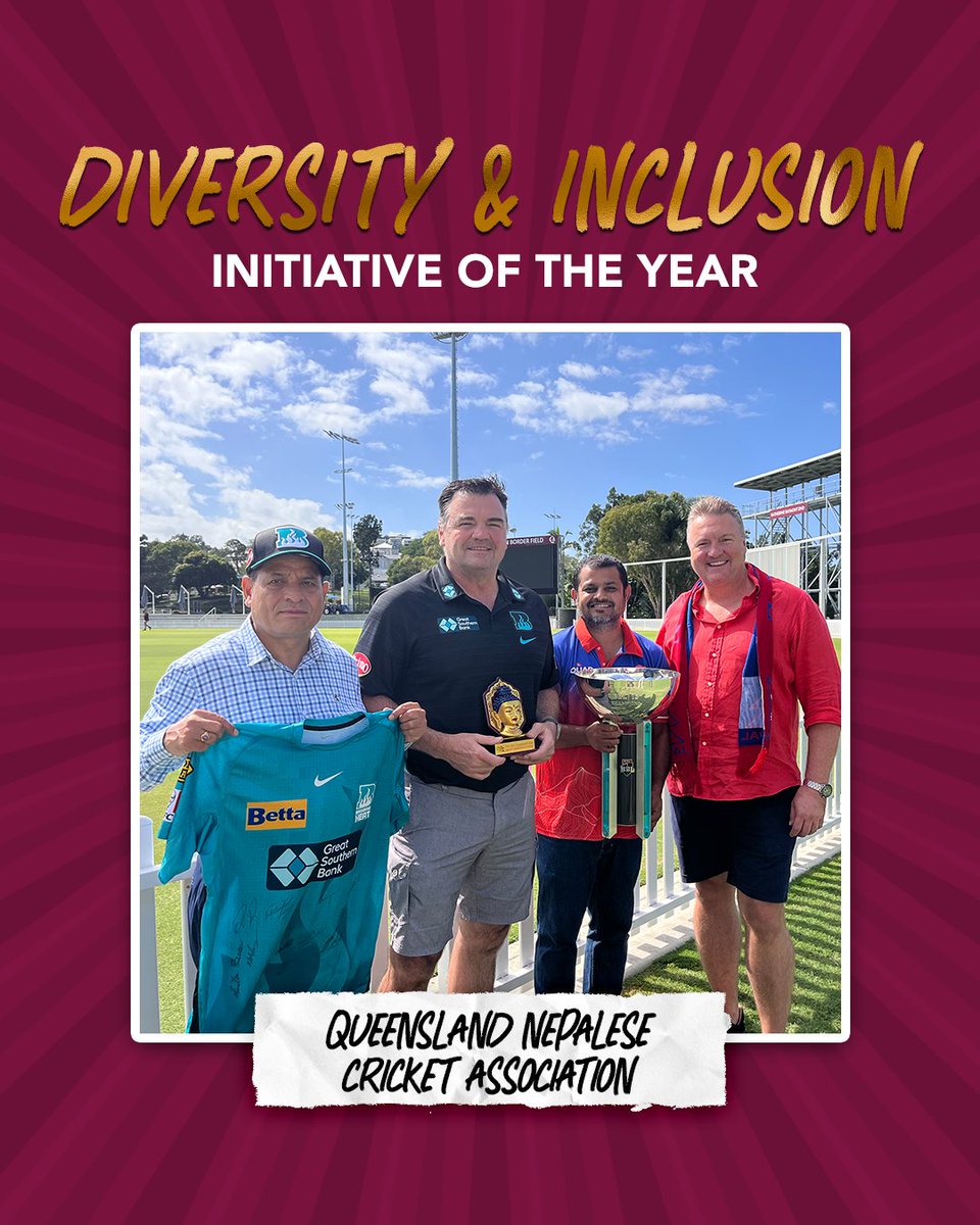 Congratulations to Diversity & Inclusion Initiative of the Year winners, Queensland Nepalese Cricket Association! 🏆