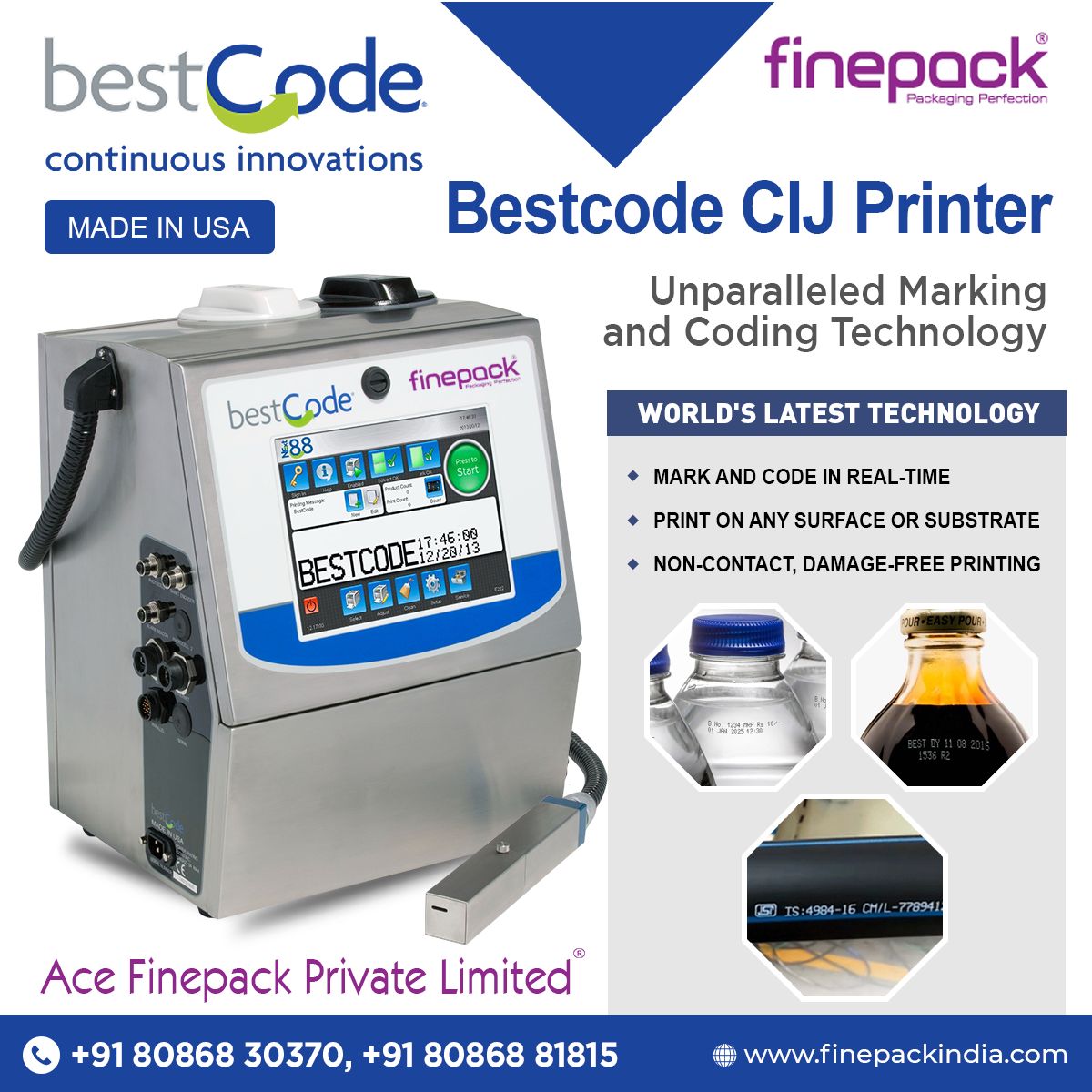 FinepackAce's tweet image. Best code Continuous Inkjet (CIJ) printer - from Ace Finepack.
The continuous inkjet (CIJ) method is used commercially for the marking and coding of products and packages.
#AceFinepack #PackagingMachinery
#CodingMachine #PackingMachine #PackagingMaterials #PackagingMachines