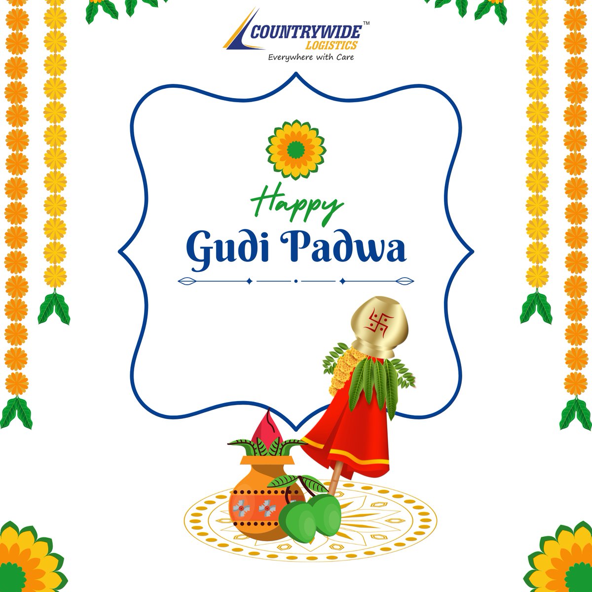 May this Gudi Padwa bring prosperity, joy, and success to all! Wishing you a happy and auspicious Gudi Padwa from all of us at Countrywide Logistics India Pvt. Ltd. 🌟🪔

#GudiPadwa #Festival #Prosperity #Joy #CountrywideLogistics #IndianFestivals #India #PanIndia