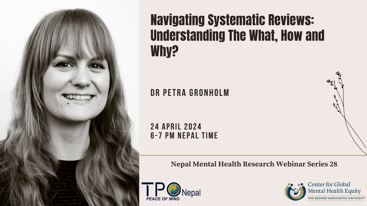 28th Webinar Series!!!
We are back with our #monthlywebinarseries. This time on, "Navigating Systematic Reviews: Understanding the What, How, and Why".
📅 04/24/2024
🕕 6 to 7 PM Nepal Time
Register here: docs.google.com/forms/d/e/1FAI…