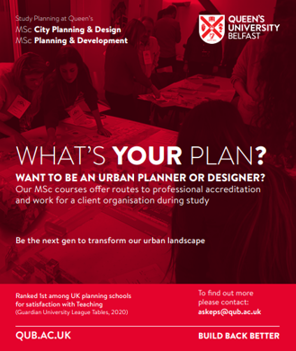 Working for a NI-based company whose work relates to planning or urban design? Then you could be eligible for a funded MSc Place at @QUBelfast as a Higher Level Apprenticeship. Learn more from current apprentices at 17.00 on 16th April. Register at: docs.google.com/forms/d/1yPx2R…