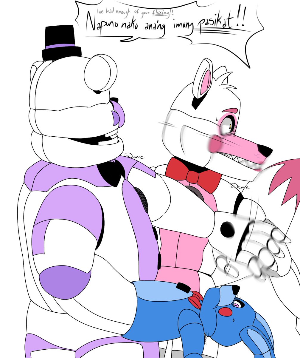 Ballora be bringing flip flops then bonks it on funfred and funfoxy because they argue a lot 
#funtimefreddy #funtimefoxy