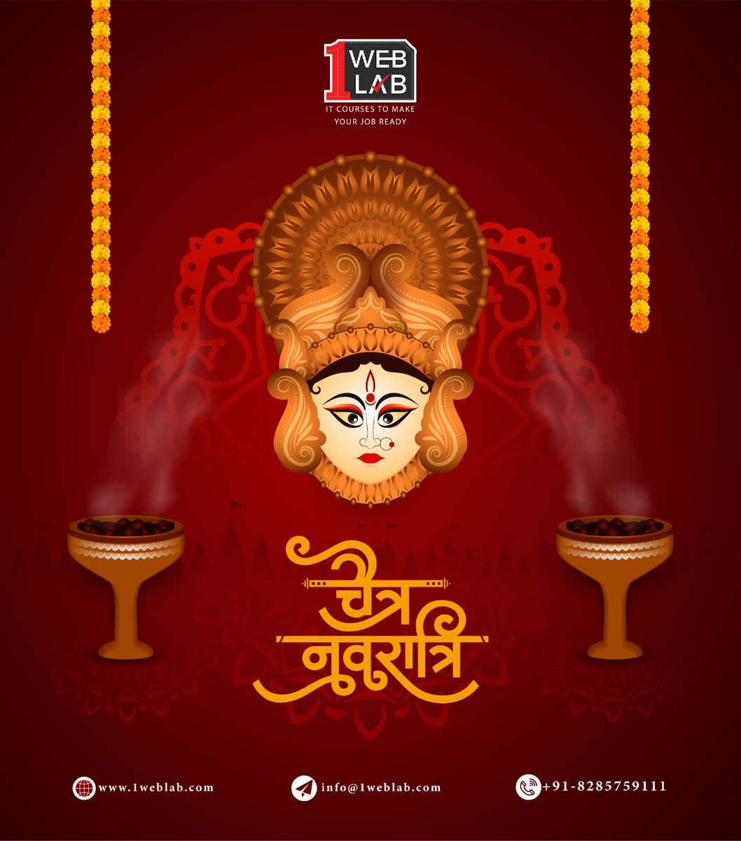 On the occasion of #Chaitra #Navratri, I wish that #Maa #Durga take away all your problems and shower you with her choicest blessings for a wonderful year ahead. #HappyChaitraNavratri ! #1weblab #WebDesigning #WebDeveloping #DigitalMarketing #GraphicDesigning #LanguageClasses