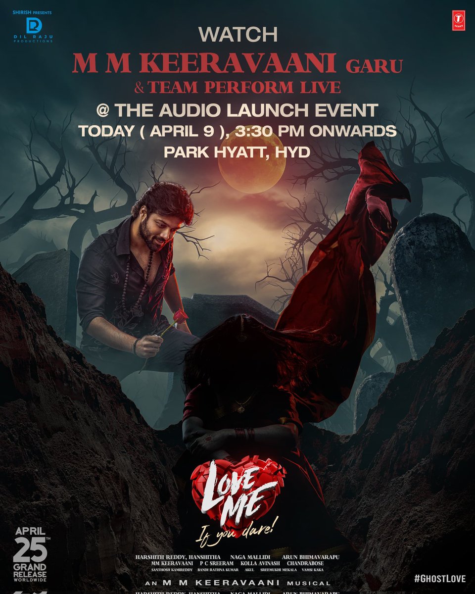 This Ugadi begins with a musical extravaganza ✨ #LoveMe - '𝑰𝒇 𝒚𝒐𝒖 𝒅𝒂𝒓𝒆' Audio Launch event today from 3.30 PM onwards at Park Hyatt, Hyd ❤️‍🔥 Stay tuned! ▶️ youtu.be/JphojAkOWjE Join the event and be amazed by the live performances of @mmkeeravaani garu & team 🎵…
