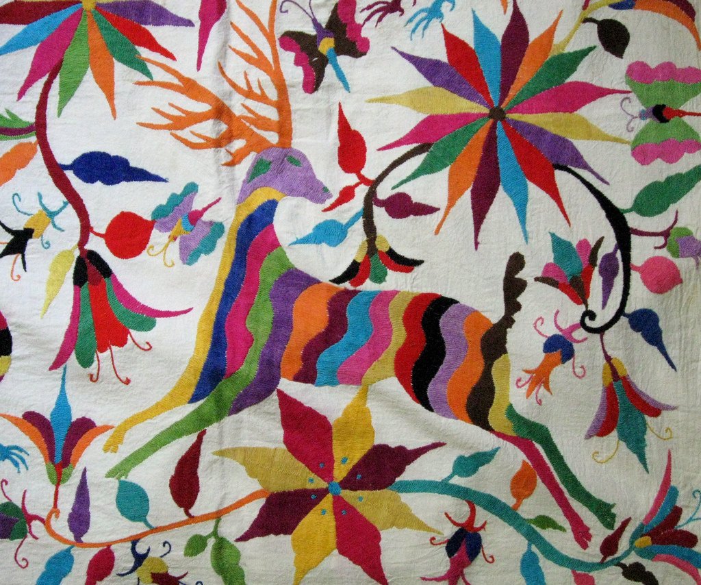Embroidery (detail) created by women of the Otomi people of central Altiplano, Mexico #womensart