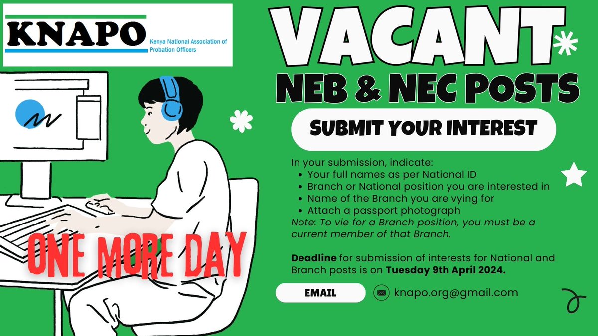 You have one more day to submit your interest for National and Branch positions!