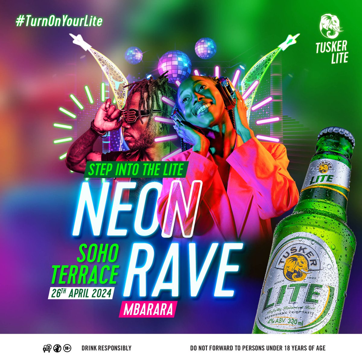 Mbarara we gat good news for y’all #NeonRaveMbarara is happening on 26th April 2024 at SoHo Terrace #TurnOnYourLite for an experience 🔥 Brought to you by @tuskerlite256, @solutions_ea & @d3concept