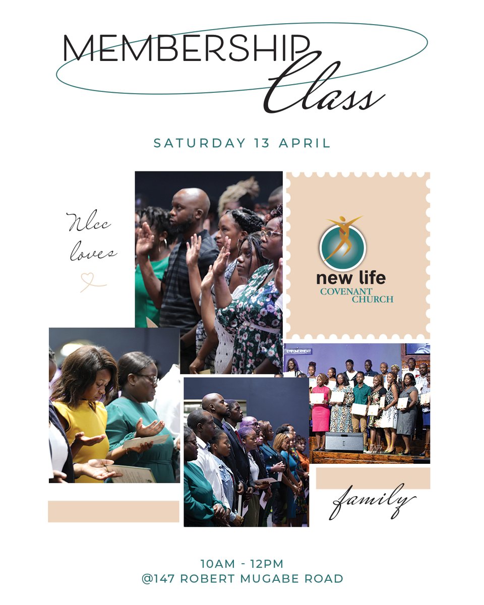 Be advised that we will host a Membership Class on Saturday 13 April from 10am - 12pm at 147 Robert Mugabe. Classes are open to all expressing an interest to be members of NLCC. All willing to attend register by inboxing; +263 78 870 0020. Text your full names and contacts