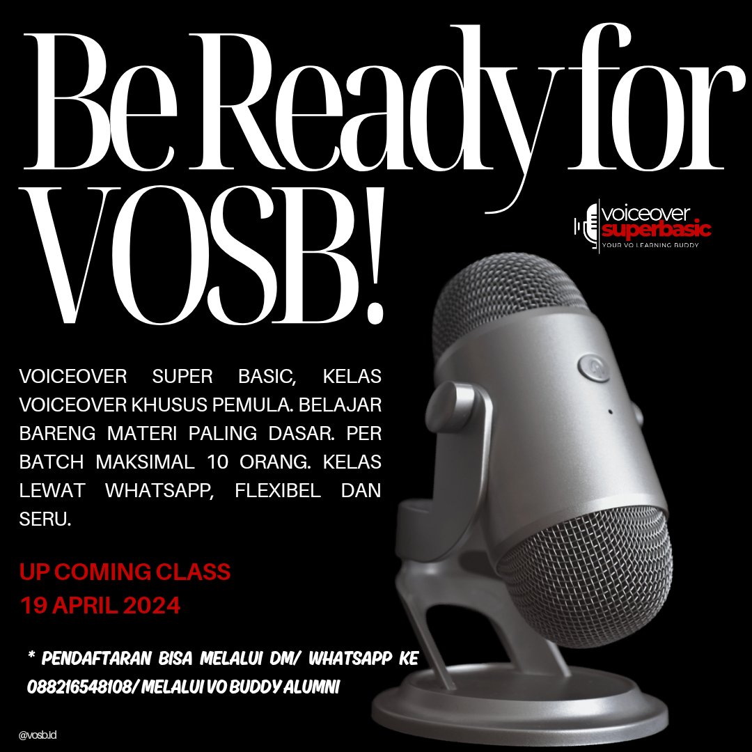 dhitahc's tweet image. DM ya untuk info selengkapnya
#VOSB #KelasVoiceoverPemula