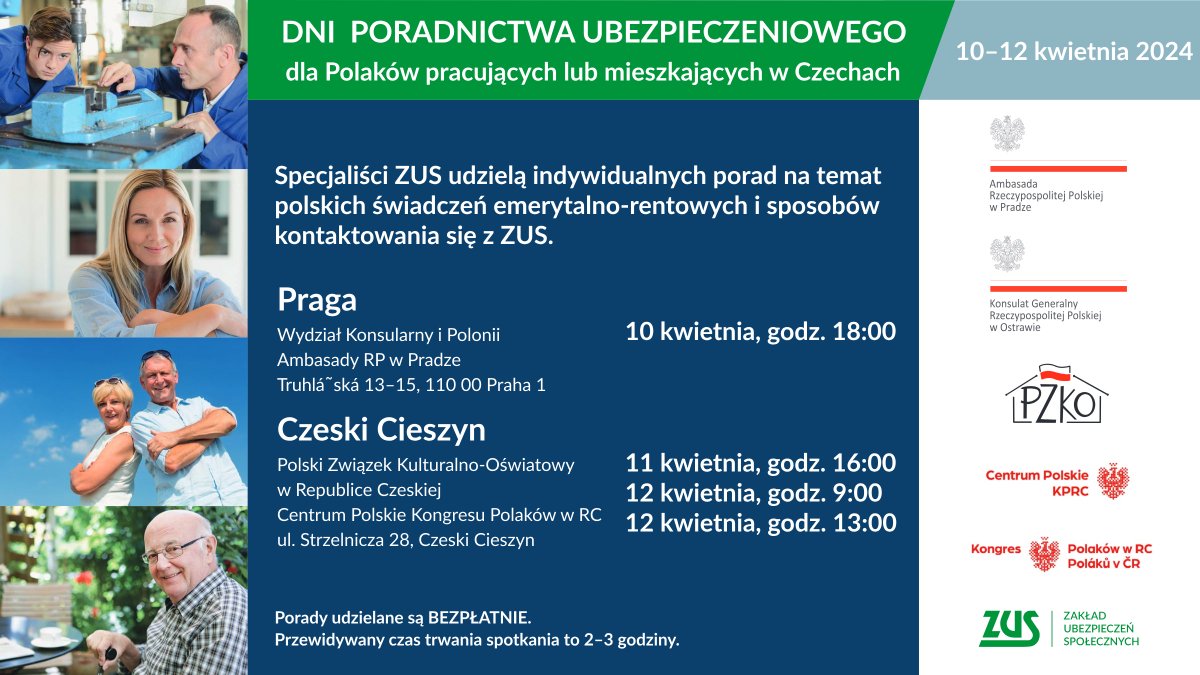 🇵🇱🇨🇿 Zapraszamy na Dni Poradnictwa #ZUS dla Polaków, którzy mieszkają lub pracują w Czechach. W trakcie spotkania otrzymasz porady w indywidualnej sprawie oraz dowiesz się m. in.: ✅ jakie są zasady przyznawania i wypłacania polskich świadczeń emerytalno-rentowych, ✅ jak…