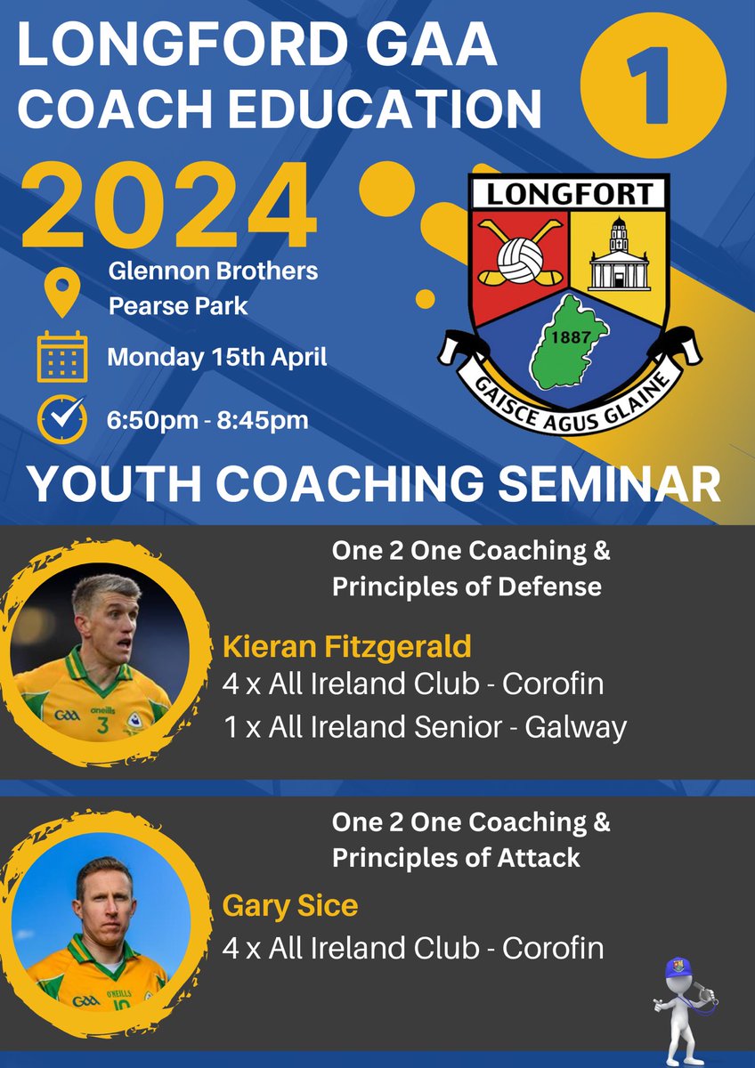 Delighted to be having 2 @CorofinGAA legends with us next week for a workshop covering #Attack #Defense & #OneToOneCoaching To great minds & communicators with huge experience & influences over the years. Free to attend just register at forms.office.com/e/ZMss8BLRaL