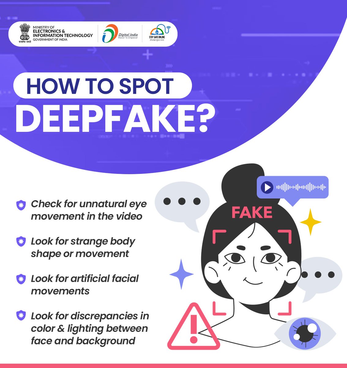 Spot #DeepFake and stay safe online
#cybersecurity #DigitalIndia